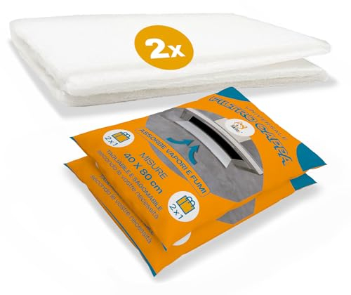 Akitaink - Filtro Cappa Cucina 2 PZ, Accessori Cucina Filtri Cappa Cucina Aspirante Universale e Ritagliabile in Polietilene, Perfetto per Tutte le Cappe, Assorbi Odori Misura 40x80 cm