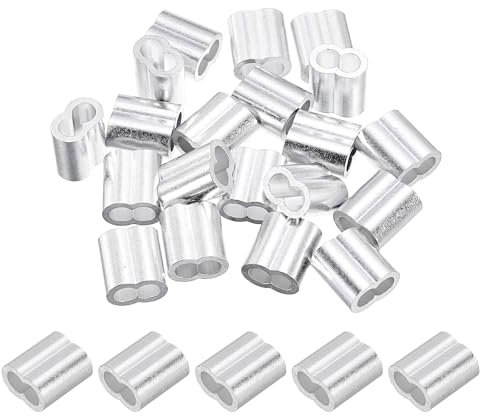 PATIKIL Manicotti a Crimpare Alluminio da 5/32/ 4 Mm, 42 Pezzi Puntali a Crimpare Cavi Manicotti Fune Metallico Rigging Ringhiera, Tono Argento