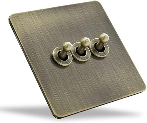 CYJAZNHH Wall Toggle Switch, 1-4 Gang 2 Way 86 Type Bronze Antique Toggle Light Switch Intermediate Toggle Switch Solid Brass Hand Made SwitchFor Bedroom Restaurant Office (Size : 3 gang)
