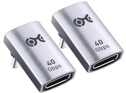 Cable Matters 2er-Pack 40Gbps rechtwinkliger USB C Adapter mit 240W PD (90 Grad USB C Adapter) in Schwarz - Thunderbolt 4, Thunderbolt 3, USB 4 Anschluss Kompatibel mit iPhone 15, iPad Pro, Steam Deck