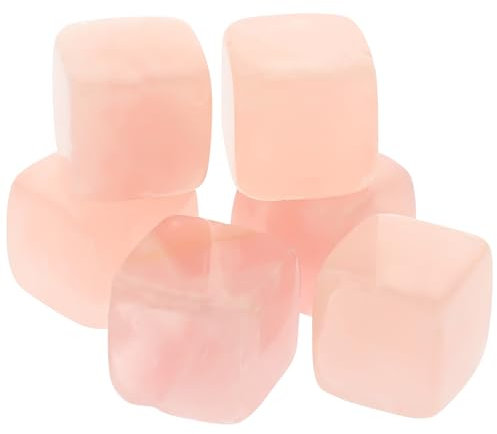 MUCKLILY 6pcs Rose Quartz Whiskey Stones Chillers Chilling Crystal Ice Cubes for Drinks Whiskey Rocks Wine Cubes for Women