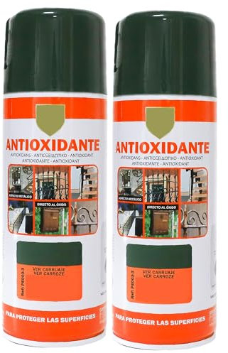 various-Pintura Spray Antioxidante Verde Carruaje 400 Ml para las Superficies de Metal, Hierro y Aluminio,Pack de 2 Unidad