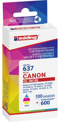 edding Druckerpatrone ersetzt Canon CL-561XL Kompatibel Kombi-Pack Cyan, Magenta, Gelb EDD-637 18-637