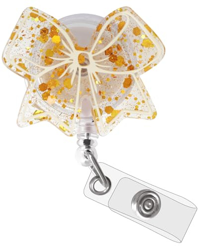 Leovqn Cute Nurse Badge Reel, Bow Badge Reels Retractable, ID Badge Holder Clip for Nursing Student, Medical Worker and Teacher