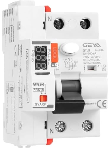 Jadeshay FI Schutzschalter 40A 30mA, Automatischer Wiedereinschalt Leistungsschalter RCCB-Leistungsschalter mit Digitalem Anzeigebildschirm 2P AC230V (Typ A)