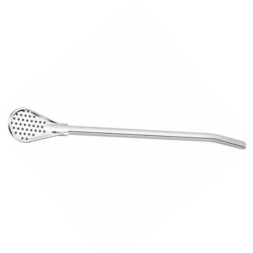 Pssopp Cuchara de Paja Acero Inoxidable, Diseño Innovador 2 en 1: Revuelva y Filtra Convenientemente Bebidas Simultáneamente con Esta Metal Ecológica Larga Duración,