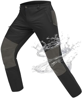 Atforna - Pantaloni da trekking da uomo impermeabili, pantaloni da escursionismo funzionali, abbigliamento da ciclismo con 4 tasche con cerniera, antivento per ciclisti, avventurieri, sciatori, 3XL