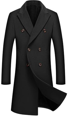 Allthemen Abrigo Hombre Largos de Lana Invierno Parka Cálido Casual Negocios Trench Coat Doble Pecho