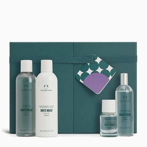 The Body Shop White Musk Deluxe Gift Set, Shower Gel 250ml, Body Lotion 250ml, Fragrance Mist 100ml, Eau De Toilette 30ml, Floral Collection