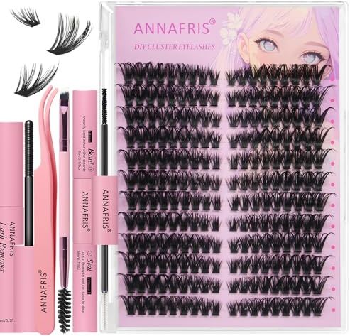 ANNAFRIS Pestañas Postizas Kit DIY Pestañas Pelo a Pelo Individuales Cluster Lashes con Pinzas (HS-60P)