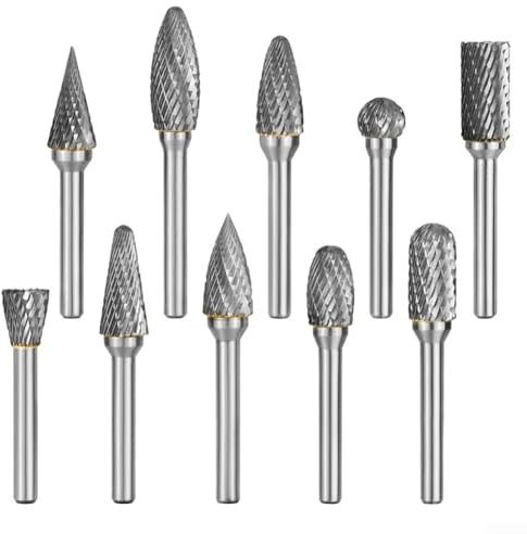 Set di 10 frese rotative con gambo da 6 mm in carburo per utensili a doppia molatura rotante in carburo compatibile con smerigliatrici a scanalatura