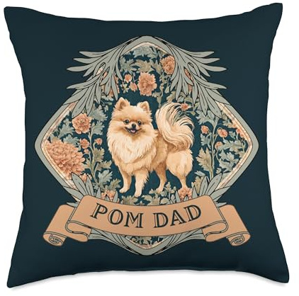 Pomeranian Pom Dad Fathers Day Throw Pillow