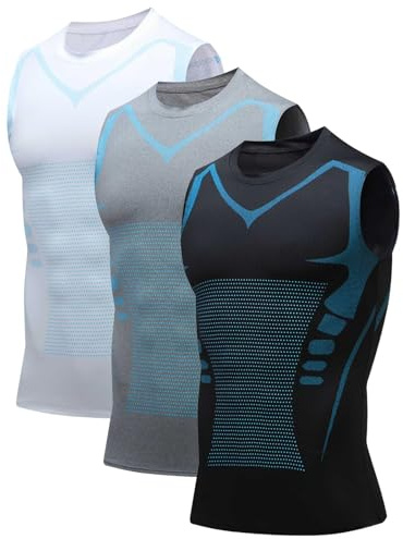 Lot de 3 Gilet De Mise en Forme Débardeur Compression Homme Gilet de Sport et Fitness à Séchage Shaping Vest Course sans Manches Running Ultra Respirante Conçue pour Les Hommes Recherchant Le Corps