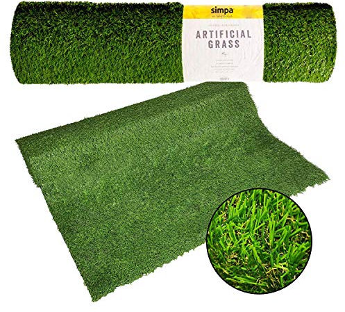 simpahome 1 x Quality Non Fade Artificial Grass Pile Roll - 2m x 1m / 6.6ft x 3.3ft - 30mm Pile Height - Astro Turf Fake Lawn - Tested Extreme Weather Conditions.