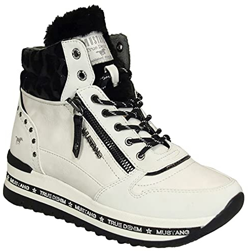 MUSTANG Damen Stiefelette Schnürboots Plateau 1364-503, Größe:39 EU, Farbe:Weiß