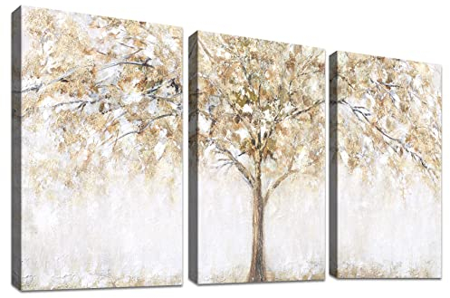 3 Panels Mit Rahmen Abstrakte Baum Leinwand Bilder Kunstdrucke Bild auf Leinwand Malerei Poster Bild Moderne Wanddeko Wandbilder Heimbüro Wohnzimmer Schlafzimmer Dekorationen 150x70cm (20x28x3pcs)