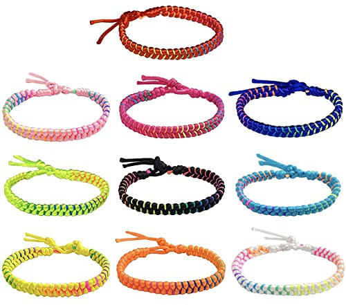 RHQFDM 10 Stücke Freundschaftsarmband Handgefertigt Gewebte Armbänder Partnerarmbänder Bunte Freundschaftsarmband Kinder Wickelarmband Für Handgelenk Fußkettchen