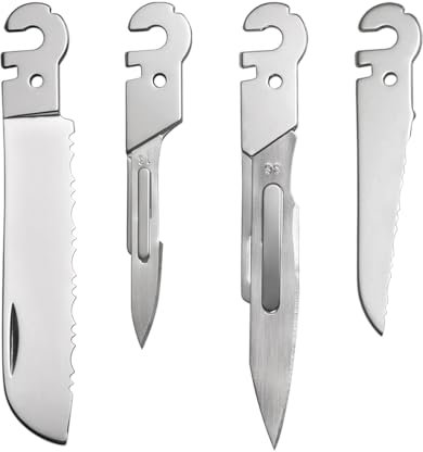 Roxon FT02 Build Your Own Multitool Accessory for Flex Multitool (4 pcs A set included Small Serrated Blade, Small & Large Scalpel, Large Serrated Blade) Replaceable Tools for all kinds of Knives