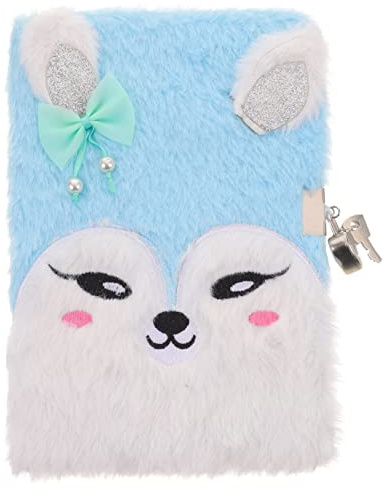Diario con Lucchetto in Peluche a Forma di Volpe Blu per Ragazzo Ragazza