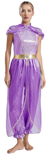 Nyeemya Dansdräkt dam arabisk prinsessa kostym vuxen kvinna med halterneck kostym arabisk drottning kostym karneval fest jul cosplay S-4XL