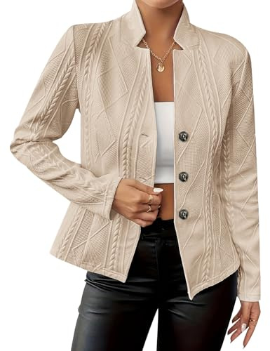 MINTLIMIT Women's Blazer Long Sleeve Button Down Blazers Stand Collar Textured Business Casual Blazers Suit Jackets