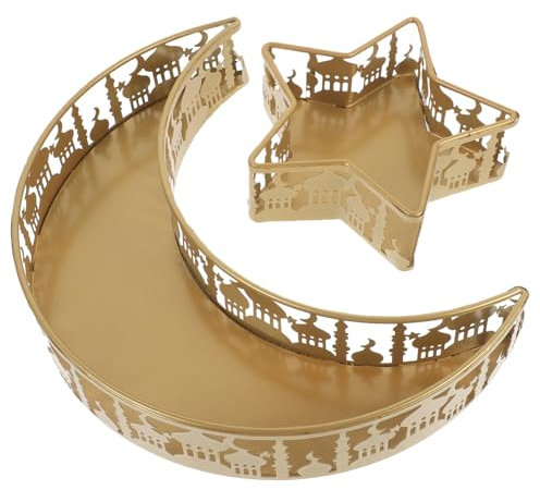 Alipis 2pezzi Vassoio da Portata Forma e Stella per Ramadan Piatto da Snack per Alimenti Decorazione per Tavola del Ramadan