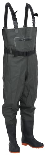 Tomostar Pêche Waders Cuissardes, Cuissardes Pantalon de Pêche avec Bottes et Ceinture Vert foncé Taille 39