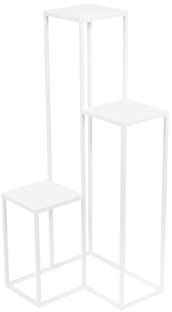 FRAMADO - Supporto per piante a gabbia a 3 livelli in metallo Bianco - Elle Metal - 40x40x95cm - Portafiori per interni - Tavolo decorativo - Portapiante - Accessorio per il soggiorno
