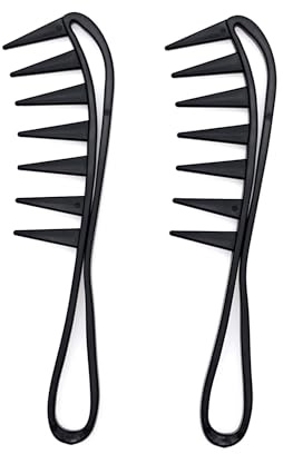 JZK 2x Extra wide tooth comb for wavy/curly hair, texture pompadour slickback detangling comb for men women, shark tooth hair comb for curls