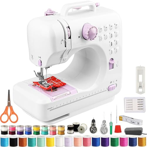 FONCOOD Macchina da cucire per principianti, 12 punti, macchina da cucire elettrica per bambini e adulti, macchina da cucire portatile con set di accessori, ideale per fai da te, artigianato e