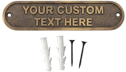 Custom Engraved Antique Style Brass Name Plaque for Door, Desk, Office or Home – Personalized Metal Nameplate Sign for Gifts, Business, Wall Decor (22 x 5 cm)
