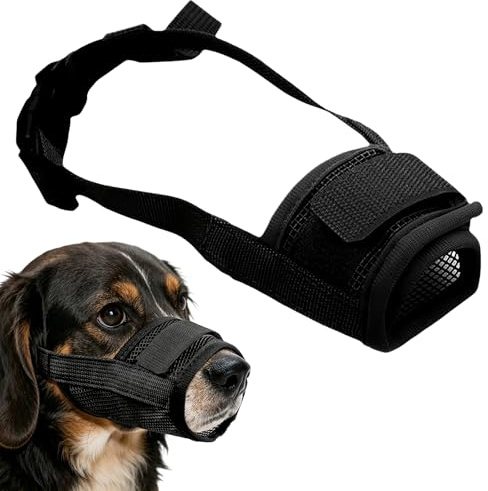 WUMZIRA Muselière pour Chien Taille L, Muselière en Nylon Respirante et Réglable, Protection Anti-Morsure et Anti-Aboiement Idéale pour le Dressage et les Sorties en Toute Sécurité, Noir