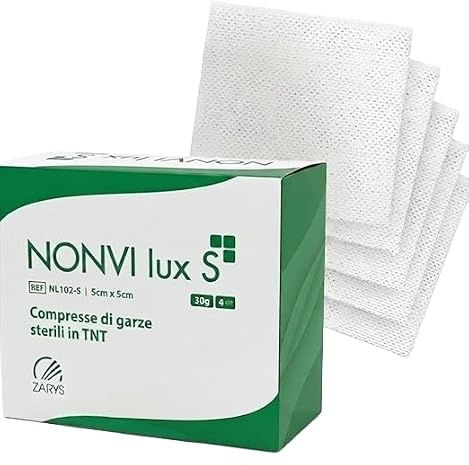Garze Sterili tessuto non tessuto 5 x 5 cm | Compresse Garza sterile per medicazione | Tamponi in tessuto-non tesutto | 100 Pezzi