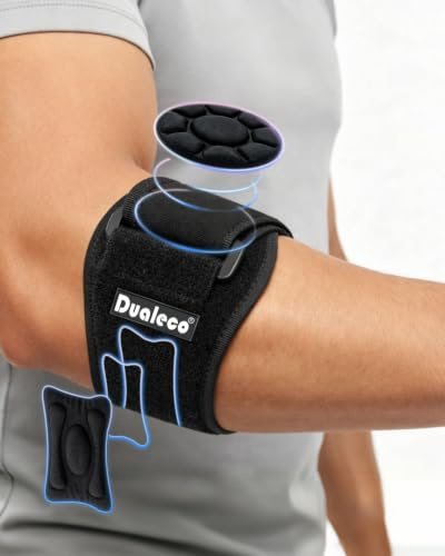 Tennis Elbow Support Strap with 2 Removable Compression Pads, Adjustable Golfers Elbow Support for Men&Women, Tennis Elbow Brace for Tendonitis Relief, Golfers Elbow Brace for Forearm Support