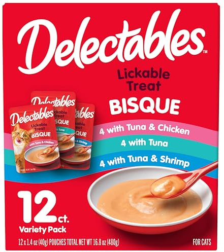 Delectables Bisque Lickable Wet Cat Treats - Chicken, Tuna & Shrimp, 12 count