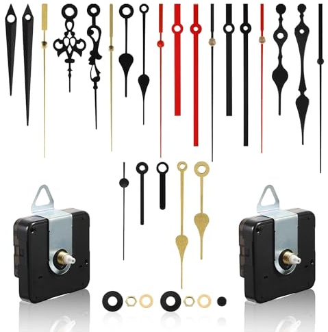 QESSUVNC 10 Stück Uhrwerk für Wanduhr, Uhrwerke Zum Selbsteinbau Mit Zeiger, Quarzuhrwerk, Uhrwerke Mit Zeiger, Quarz Uhrwerk fur Wanduhr (Schwarze 6-Achsen-13+18+20+8 Nadeln)