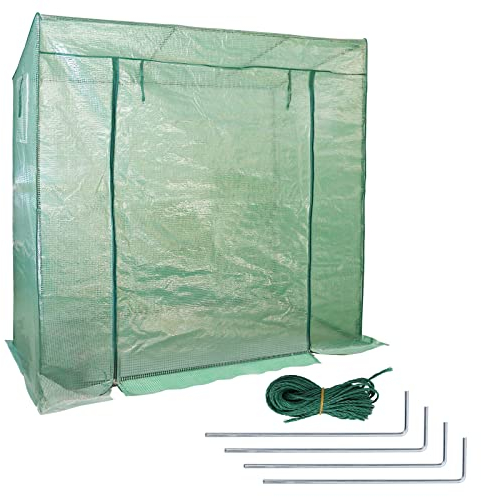 Sonnewelt Serre en film de serre - 200 x 80 x 170 cm - Vert - Avec couvercle en polyéthylène - Toit incliné - Maison à tomates - Pour jardin, tomates, serre à tomates, légumes, fleurs, fruits, jardin