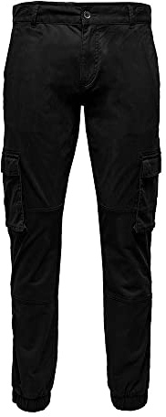 ONLY & SONS Herren ONSCAM Stage Cargo Cuff Life 6687 NOOS Cargohose, Black, 36W x 36L