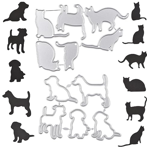 URROMA 12 st hundar katter stansformar metall, gör-det-själv hantverk kolstål prägling mall för scrapbooking papper hantverk kort tillverkning album stämpel gör-det-själv dekor