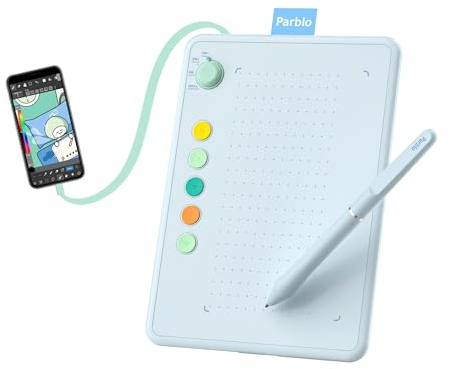 Parblo Tablette à dessin Ninos Q pour téléphone Android, tablette graphique numérique mobile de 16 x 11,4 cm avec 4 commutateurs d'appareil, 5 touches de raccourci, stylet sans batterie, pour appareil