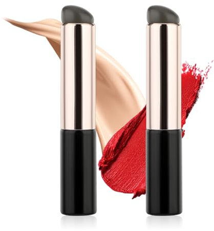 Amabro 2 pennelli da trucco in silicone, riutilizzabili, con testa rotonda ad alta elasticità, per lucidalabbra, olio, maschera per labbra, accessori per il trucco, accessori per il trucco quotidiani