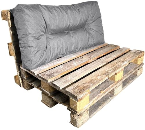 bananair - Cojines para Palets - Tela Resistente, Anti-UV y Repelente al Agua - Muy Cómodo, Relleno de Espuma - Cojines Exterior para Jardín y Terraza (Asiento o Respaldo 120x60 cm, Gris)