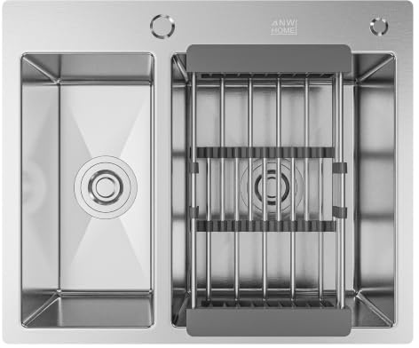 Köksdiskho halv ho inox 61 × 51 med dispenser och korg