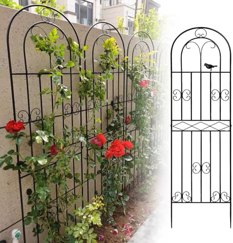 Enrejado De Pared De Jardín, Valla De Jardín Resistente, Enrejado De Metal Para Plantas En Macetas De Interior/exterior, Diseño De Pájaros Del Bosque, Para Rosales Y Plantas Trepadoras(Black,180cm/70.