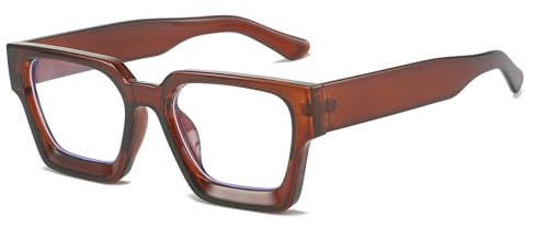 YAMEIZE Blue Light Blocking Glasses for Women Men Square Eyeglasses Computer Gaming Anti Blue Light Thick Frame Glasses