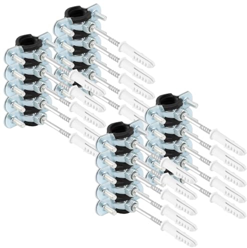 Oungy 20 abrazaderas de tubo de 20 mm, soporte de tubo de 3/4 pulgadas, abrazadera de tubo con tacos, abrazadera doble para tubos de diámetro de 20 – 24 mm, para canales, conductos de ventilación