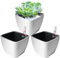 GOMETY Pot de Fleurs Auto-Arrosant: 3 Pièces Pot de Fleurs en Plastique 13cm, Pot Blanc avec Indicateur de Niveau d’Eau, pour Intérieur et Extérieur (13 * 11)