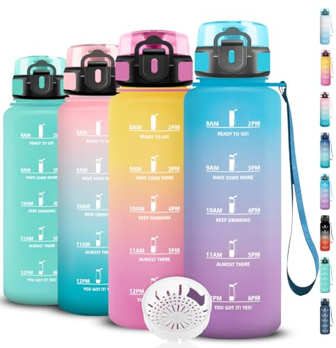 Grsta Borraccia Motivazionale 1,5l, Borraccia Palestra, Borracce Senza Perdite, Borraccie Graduata, Facile da Pulire, Borraccie con Orari Per Bere, Facile da Trasportare, Borracce per Scuola, Fitness
