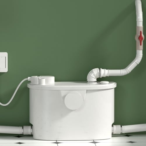 Pompa maceratrice, pompa tritureratrice per WC, con 4 ingressi per WC/cucina/lavandino/doccia da cantina, smaltimento acque reflue grigie, doppia deodorazione, motore in rame, 7 m/23 ft di prevalenza