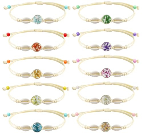 Demarsen vänskapsarmband för flickor justerbart armband barn handgjorda färgglada blommor vävda armband för gåvor barns födelsedag från 6 7 8 9 10 år, Kleine, Glas, Nej